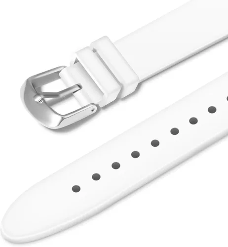 Miniatura 3 de Letoff Reloj analógico clásico, esfera blanca con números arábigos, banda de silicona, resistente al agua 30M