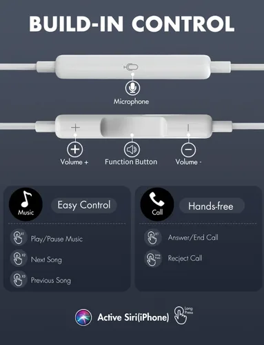 Miniatura 4 de Antool Auriculares con cable,【Llamadas Ultra Claras y sin Ruido】 Auriculares con cable de 3.5mm, auriculares intraaurales con micrófono, compatibles