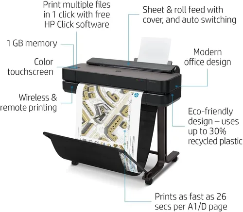 Miniatura 2 de HP DesignJet T650 Impresora plóter de gran formato de 24 pulgadas, incluye soporte de garantía en sitio de 2 años (5HB08T) - Nuevo