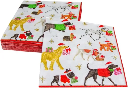 Miniatura 5 de Entretenimiento con servilletas de cóctel Caspari de Navidad, color blanco