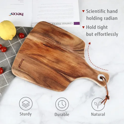 Miniatura 8 de hecef Juego de 3 tablas de queso, un plato de queso de madera de acacia, un cuchillo, un tenedor, plato de charcutería, juego de pizarra para servir