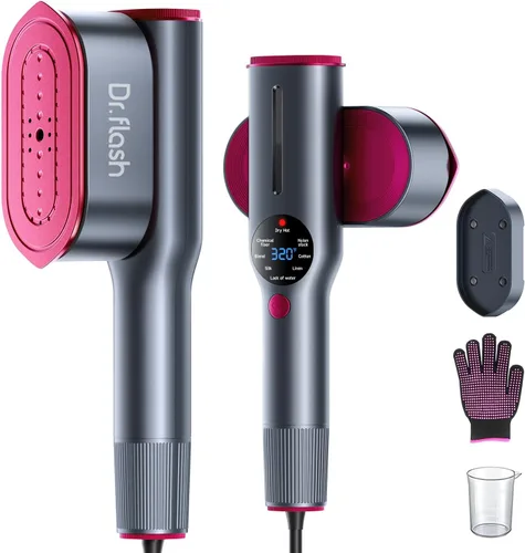 DRFLASH Plancha y vaporizador 2 en 1 para ropa, calentamiento rápido en 15s, vaporizador portátil de 1200W, tamaño para viajes con gran panel de