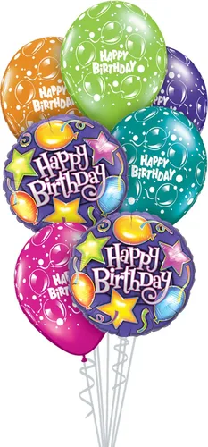 Miniatura 5 de Qualatex Caja de 7 piezas de ramo de globos, círculos de primer cumpleaños Stars-Boy