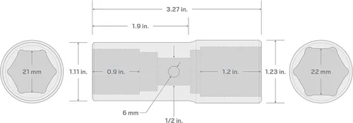 Miniatura 7 de TEKTON 1/2 pulgada Drive 0.827 x 0.866 in Deep Thin Wall Impact Flip Socket SIF22122