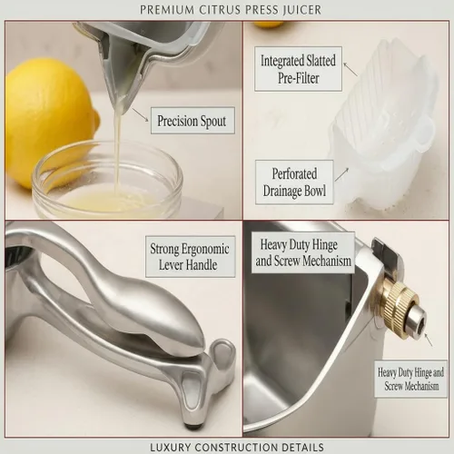 Miniatura 7 de Exprimidor manual - Exprimidor manual de frutas para naranja, limón, lima y cítricos - Exprimidor de jugo de metal resistente con base antideslizante
