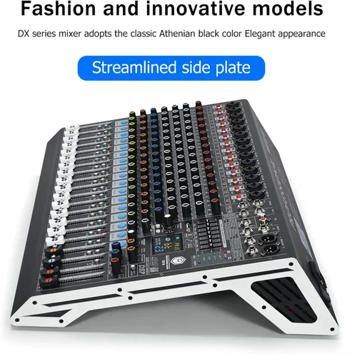 Miniatura 3 de W IN-MIX Mezclador de audio profesional DX16 DJ de 16 canales con 99 efectos DSP, ecualizador de 7 bandas, botón independiente de encendido
