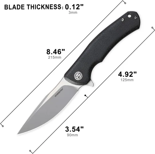 Miniatura 3 de Petrified fish Cuchillo plegable de acero K110 949 Fibra de carbono G10 Mango de cerámica Rodamientos de bolas Camping Caza Cuchillos EDC Negro