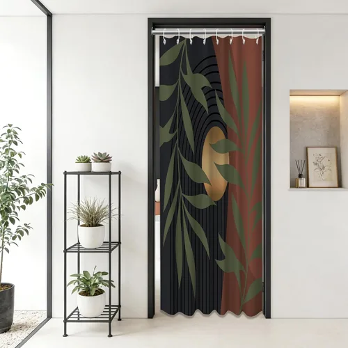 Miniatura 20 de Cortina de ducha bohemia en negro y gris, cortinas de ducha modernas de mediados de siglo negro y gris para baño, juego de tela impermeable