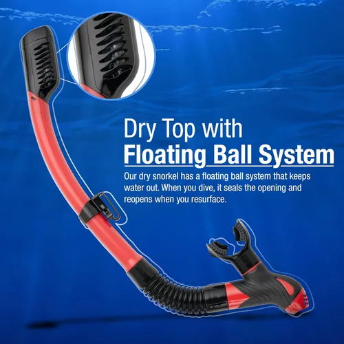 Miniatura 2 de Kraken Aquatics Snorkel seco Equipo de esnórquel profesional de calidad con válvula superior seca, cómoda boquilla de silicona y válvula de purga