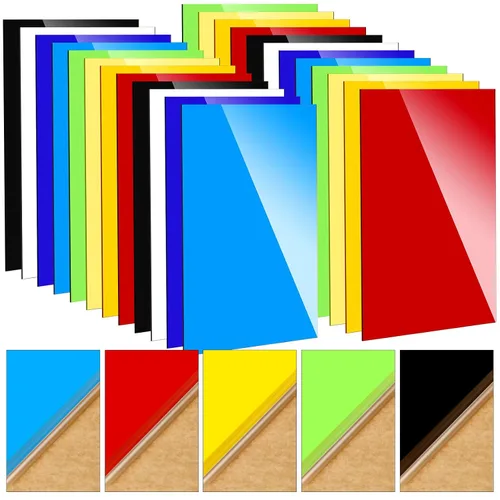 Cindeer 24 hojas acrílicas fundidas de 0.08 pulgadas de grosor (0.08 pulgadas) de corte láser, hojas acrílicas de colores de 8 x 12 pulgadas,