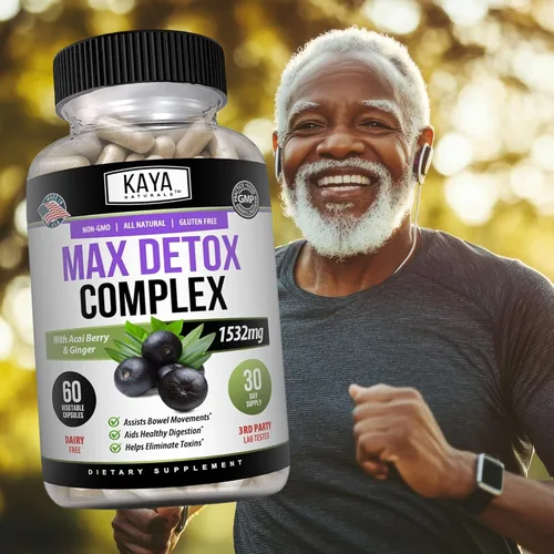 Miniatura 9 de Kaya Naturals Max Detox - Suplemento de hierbas - Ingredientes naturales 1532 mg - Polvo de psyllium, extracto de bayas de acai, raíz de jengibre