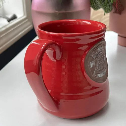 Miniatura 3 de Abbey Gift - Taza de cerámica para bomberos, color rojo y marrón, 4.8 pulgadas