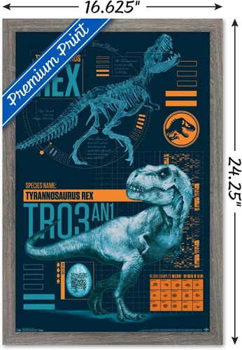 Miniatura 3 de Trends International Jurassic World: Fallen Kingdom - Póster de pared T-Rex, 14.725 x 22.375 pulgadas, versión enmarcada de madera de granero