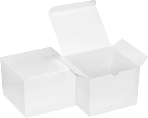 Miniatura 13 de Xxcxpark 24 cajas de regalo blancas de 6.2 x 3.5 x 3.5 pulgadas, caja de embalaje de papel kraft con tapa para manualidades, cubos, cupcakes, cajas