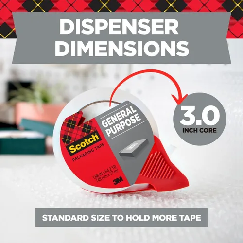 Miniatura 4 de Scotch Cinta de embalaje ligera para envío, 1.88 pulgadas x 54.6 yardas, 3 rollos (3350-3)