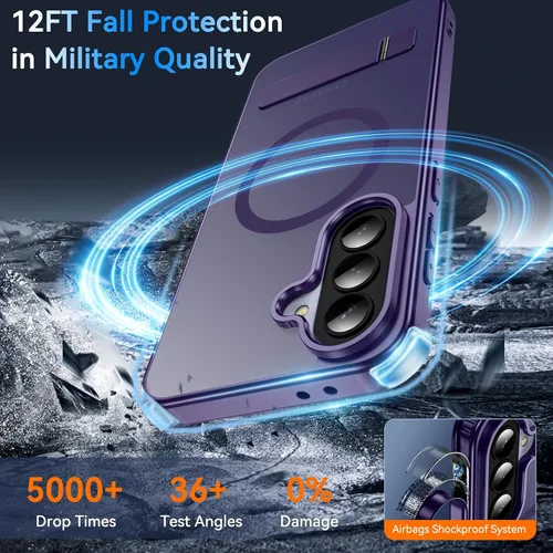 Miniatura 5 de OWKEY Funda magnética para Samsung Galaxy A37/A36 Bark Phone Pro 5G con soporte, funda magnética a prueba de golpes para Magsafe translúcida mate