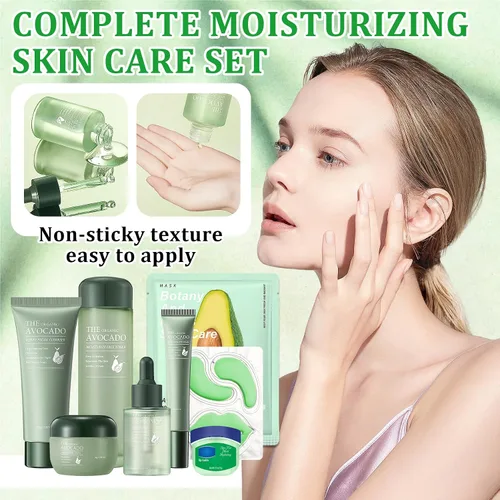 Miniatura 8 de Juego de 10 piezas de cuidado de la piel de aguacate con limpiador facial, tónico, suero facial, crema facial, crema para ojos, bálsamo labial