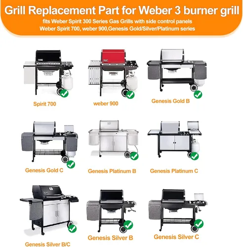 Miniatura 2 de SafBbcue 7508 - Juego de 3 tubos de acero inoxidable de 28 pulgadas para Weber Genesis Silver B/C Gold B/C Spirit 700 Spirit E-310/320 con control