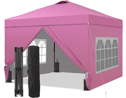 Miniatura 24 de GDY Tienda de campaña desplegable de 10 x 10 pies, gazebo para exteriores con 4 bolsas de arena, toldo fácil de instalar con 3 alturas ajustables