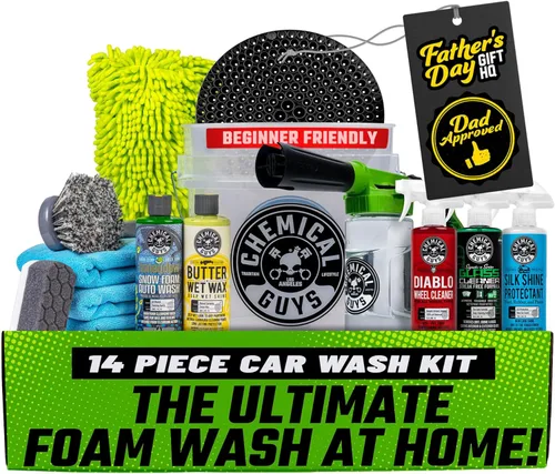 Chemical Guys Kit de Lavado de Autos Arsenal Builder de 14 Piezas - con Lanzador de Espuma, Balde de Lavado, Toallas, Aplicadores, y Jabones, Ceras
