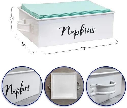 Miniatura 2 de Home Acres - Servilleteros de granja para mesas y cocina, dispensador de estilo rústico rústico para servilletas de cena, color blanco