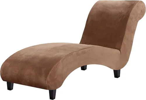 Miniatura 14 de H.VERSAILTEX Funda de Terciopelo para Chaise Lounge, Funda de Chaise sin Brazos de Lujo para Sala de Estar, Lavable a Máquina, Gris