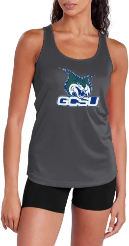 Miniatura 462 de Camiseta deportiva sin mangas oficial de la NCAA Collegiate para mujer, con espalda cruzada, logotipo primario, colección carbón