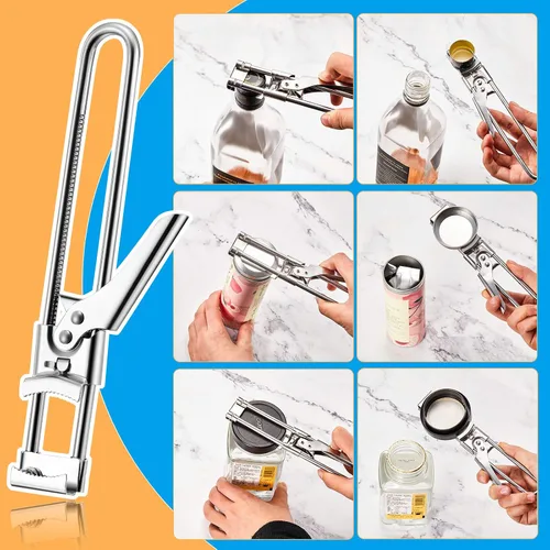 Miniatura 4 de Patelai Abridor maestro ajustable para frascos y botellas, de acero inoxidable, multifunción, para tapas de latas, abridor manual, accesorios
