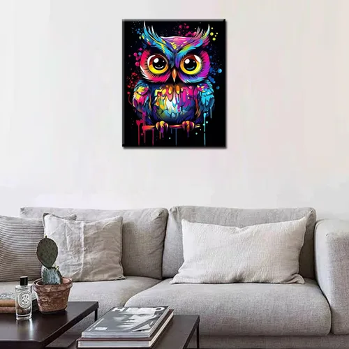 Miniatura 3 de Tucocoo Kits de pintura de búho de graffiti por números con pinceles y pigmento acrílico sobre lienzo para adultos, imagen de estilo colorido