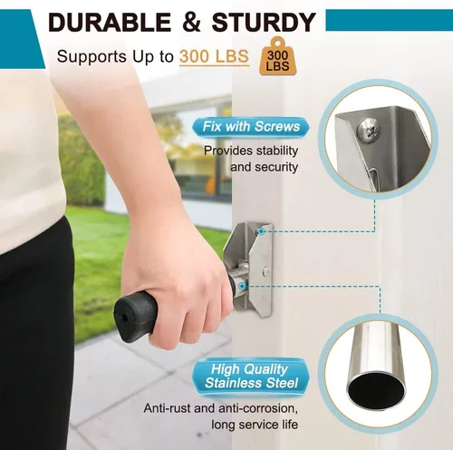 Miniatura 3 de Asa plegable de asistencia de puerta, barra de agarre abatible para puerta, elevadores de asistencia de escalera para personas mayores, barandillas