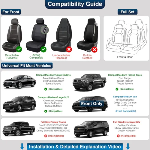 Miniatura 5 de OASIS AUTO Fundas para Asientos Delanteros de Automóvil, Fundas de Asiento Impermeables de Cuero Sintético para Automóviles Ajuste Universal