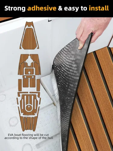 Miniatura 3 de FOCEAN Boat Flooring EVA Foam Boat Decking Faux Teak Marine Flooring Marine Mat Sheet for Motorboat Jon Boats Bass Boat RV Kayak, 94.5"x