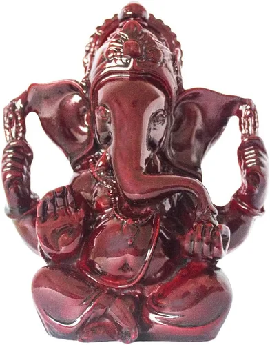Dios hindú Señor Ganesha ídolo Estatua de elefante indio Buda Ganesh Escultura Bendición Hogar Pooja Diwali Decoración Buena suerte (rojo oscuro)
