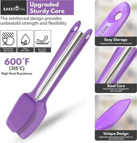 Miniatura 2 de BakeRoyal Juego de espátulas de silicona – 4 espátulas de goma de silicona resistente al calor 600°F para tareas diarias – Espátulas de cocina