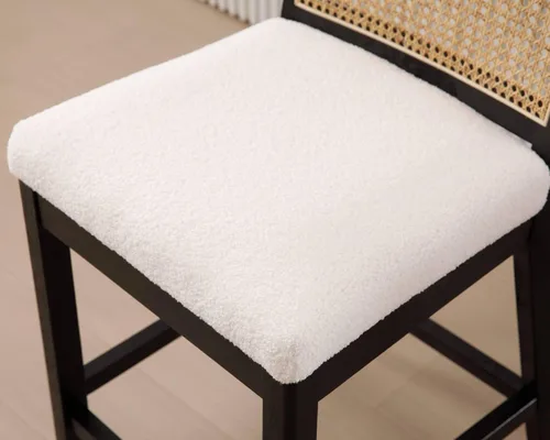 Miniatura 5 de VESCASA Taburetes tapizados de encimera de 26.5 pulgadas de alto con respaldo de ratán rectangular, sillas de bar modernas de altura de mostrador