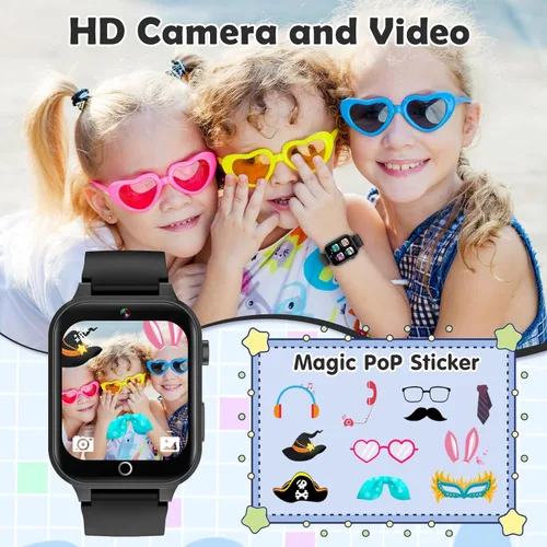Miniatura 3 de Luyiilo Reloj de juegos para niños, con 26 juegos de rompecabezas, pantalla táctil, cámara HD, reloj despertador, juguetes para edades de 4 a 12