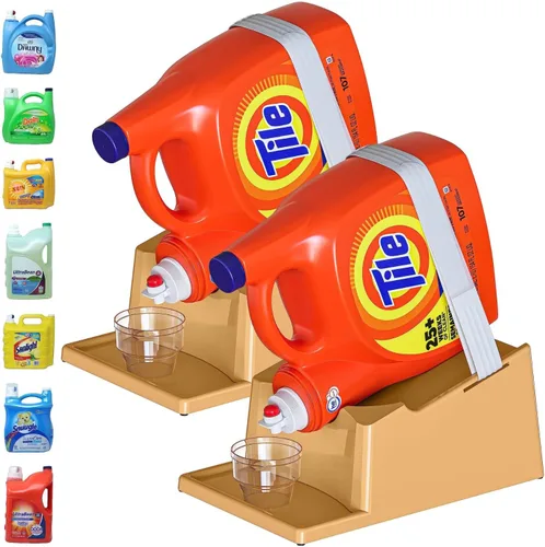 Miniatura 16 de TidyFriend - Paquete de 3 soportes para detergente líquido con bandeja de goteo y patas de agarre de goma, soporte para organización y Blanco
