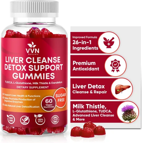 VV Naturals Suplemento de desintoxicación y reparación de limpieza hepática, 700 mg de glutatión reducido, cardo mariano y ácido alfa lipoico, sin