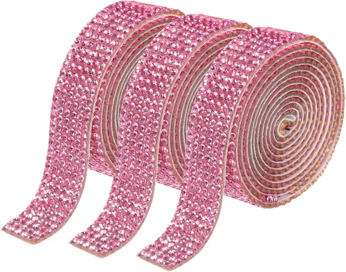 Miniatura 42 de MECCANIXITY 3 rollos de cinta de diamantes de imitación autoadhesiva de 3 yardas y 0.315 in para proyectos de artes y manualidades, pasteles de Beige