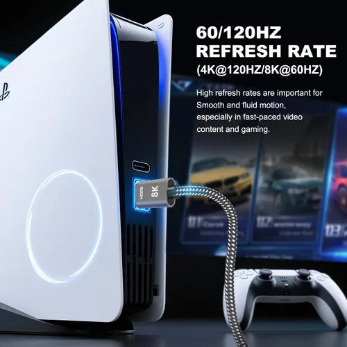 Miniatura 3 de Cable HDMI 2.1 de 8 K, 1 pie / 0.3 m, 48 Gbps, ultra alta velocidad, 4 K 240 Hz 165 Hz 144 Hz 120 Hz, 8 K 60 Hz, HDR10+, eARC, HDCP2.3 , cable