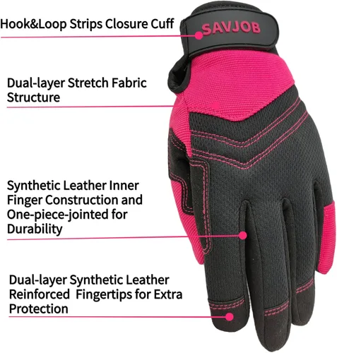 Miniatura 2 de Guantes de trabajo de seguridad para hombres y mujeres, guantes de trabajo utilitarios, guantes de mecánico, guantes de trabajo de patio, ajuste