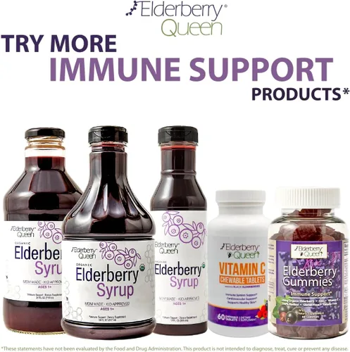 Miniatura 9 de Elderberry Queen Jarabe de saúco orgánico de 30 onzas líquidas, fórmula de apoyo inmunológico con Sambucus Black Elderberry y Aronia Berry – Jarabe