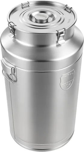 Miniatura 26 de Cubo de acero inoxidable de 28 litros y 7.4 galones para leche y vino con tapa sellada, resistente (28L)