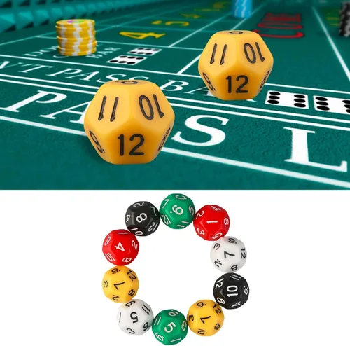 Miniatura 2 de Juego de 10 dados poliédricos de escultura D12 de acrílico de 12 caras para fiesta de club, familia, juego de mesa