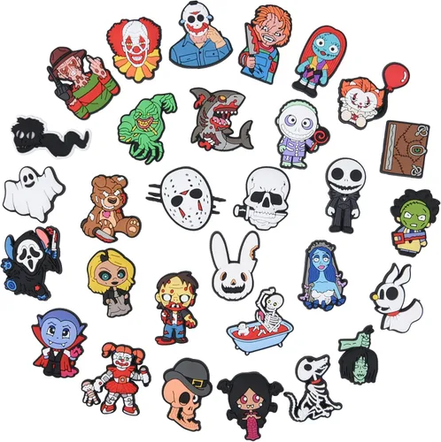 Miniatura 2 de XQNB Dijes de PVC para zapatos, película de terror, accesorios de decoración de zapatos de Halloween, accesorios para niños, niñas, niños y adultos