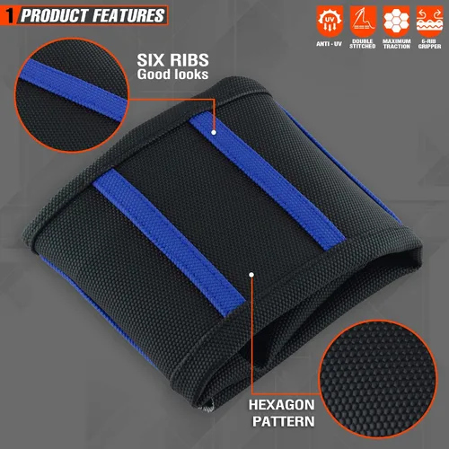Miniatura 2 de Universal Funda de Asiento para Moto de Cross - Fundas de Asiento de Goma Suave Acanalada para Motocross Enduro Azul