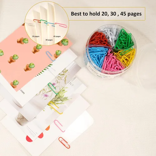 Miniatura 3 de Clips de papel de colores, 560 clips medianos de 1.3 pulgadas (1.299 in), ideales para suministros escolares de oficina, clips coloridos