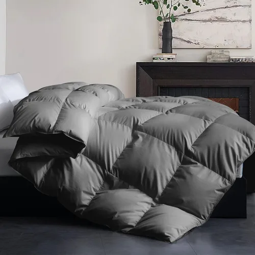 Miniatura 10 de Relleno de edredón de fibra de plumas y plumón tamaño Queen, funda 100% algodón, relleno de edredón negro para todas las estaciones, ropa de cama