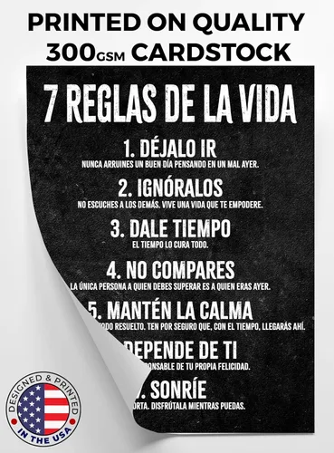 Miniatura 3 de HoneyKICK Póster de pared motivacional 7 Reglas de la Vida, 7 reglas de la vida, 11 pulgadas de ancho x 14 pulgadas de alto, decoración de pared