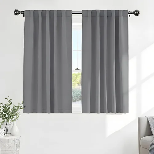 Miniatura 12 de PONY DANCE Cortinas cortas con aislamiento térmico para ventana pequeña, para guardería, baño, cocina, lavandería, caravana, sótano, 29 pulgadas